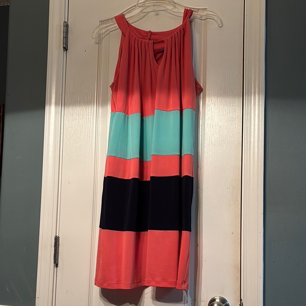 2/$20 Sweet Storm Colorblock Dress - Coral, Mint, and Navy Juniors Large NWT